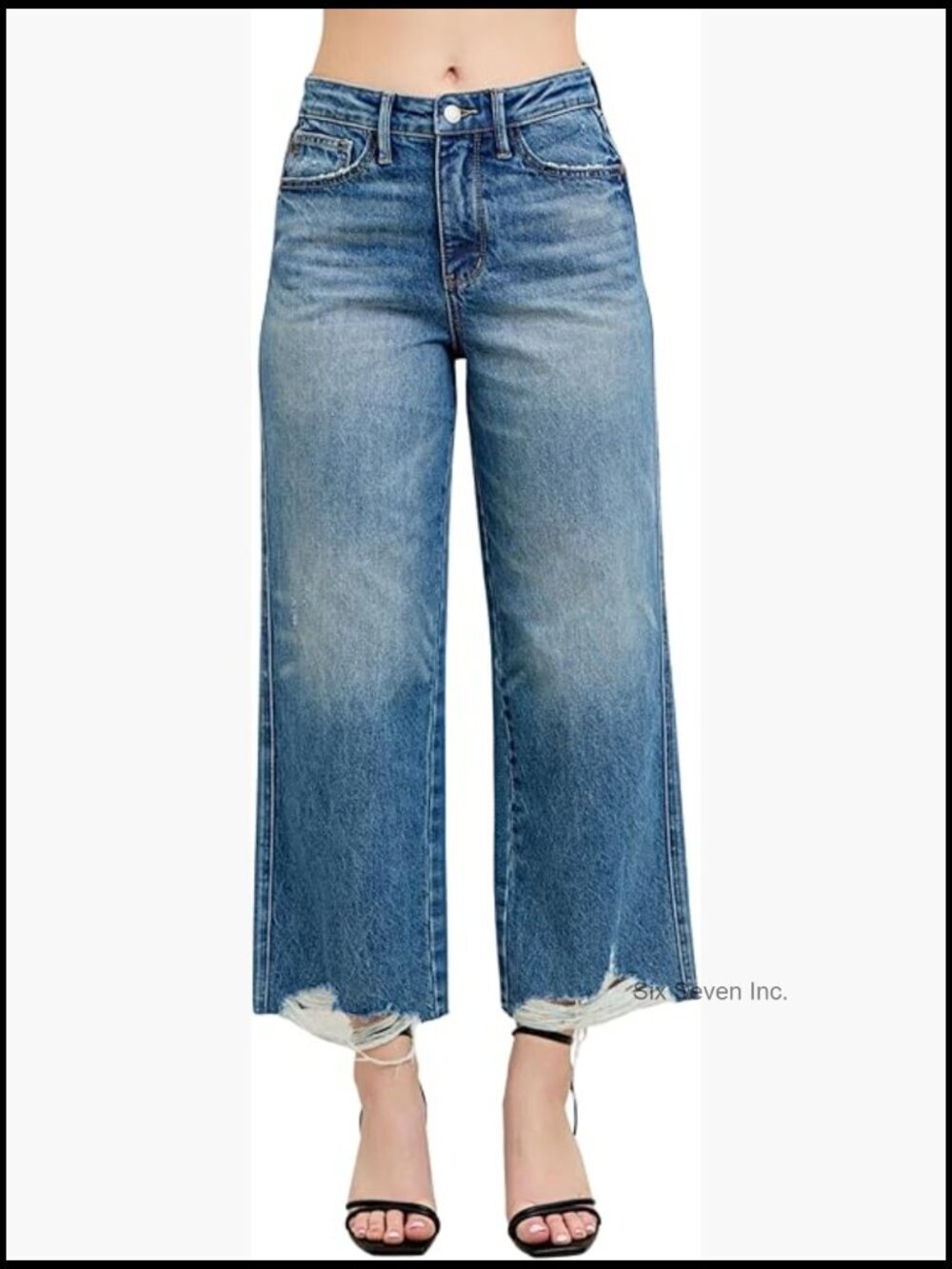 High Waist Rigid Magic Destroy Wide Leg Crop Jeans